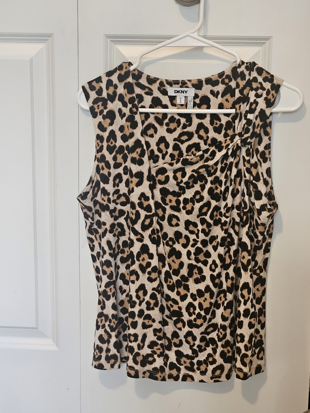 DKNY Leopard Print Sleeveless Top - Beige & Black